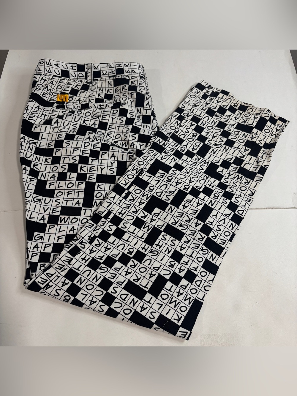Loudmouth Golf Mens Pants 40x34 Crossword Puzzle Word Graphic Print Chino